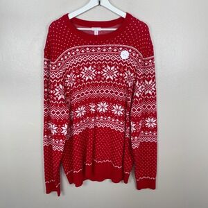 Holiday Lane Men's XXL Sweater‎ Red Fair Isle Snowflake Christmas Pullover